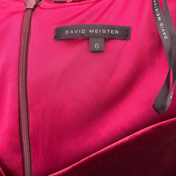 David Meister Rich Red Velvet Midi Dress - Picture 3 of 4